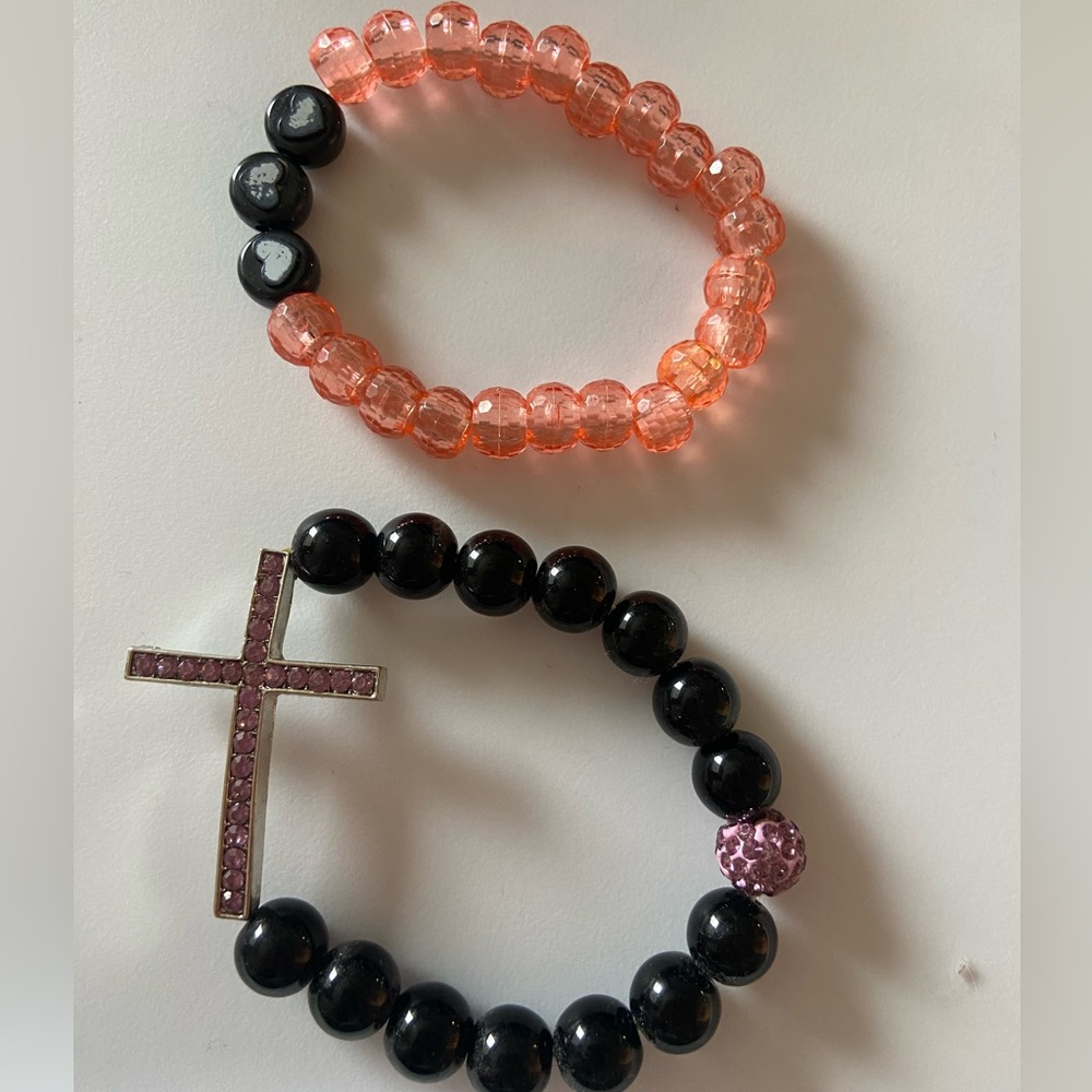 Black and Pink Cross Bracelet 🩷 🖤 2nd Free!
